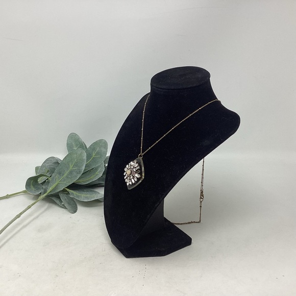 Vintage Gold Tone ANN TAYLOR Rhinestone Pendant Necklace - Picture 3 of 6